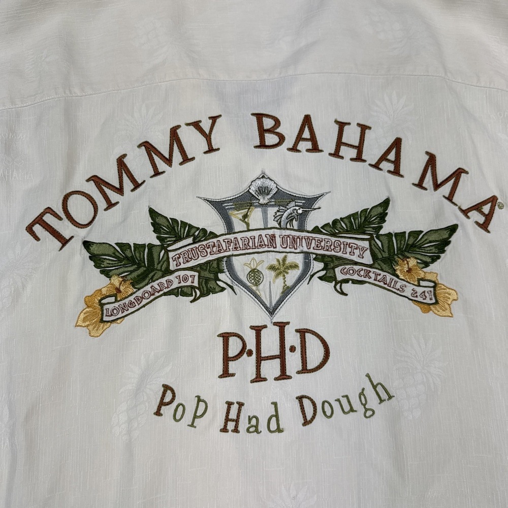 Tommy Bahama Silk Camp Shirt Mens XL Cream PHD Pop Had Dough *READ - Picture 1 of 13